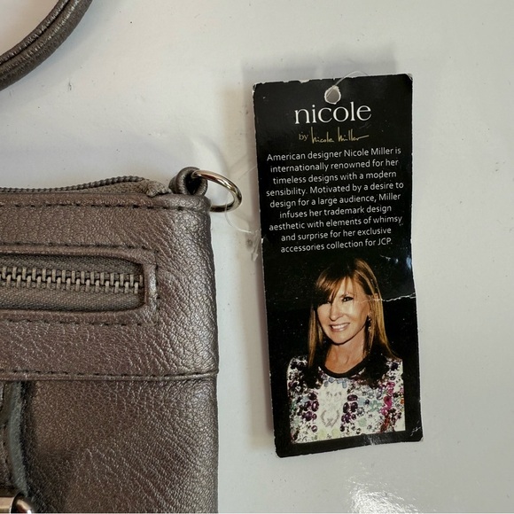 NICOLE MILLER NWT Gunmetal Grey Faux Leather Wristlet Wallet Combo NEW WITH TAGS - Picture 15 of 15